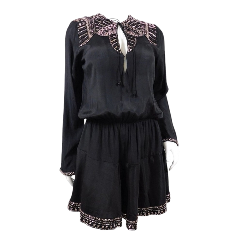 Karina Grimaldi Beaded Silk Dress S (2825)
